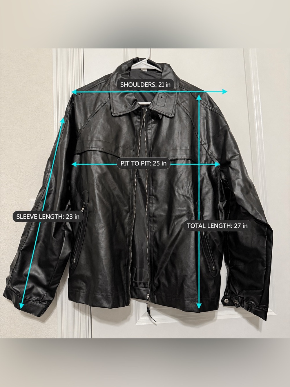 Street Wear ShuBaiSai Black 🖤Faux Leather Streetwear Zip Jacket Size 3 / 2XL